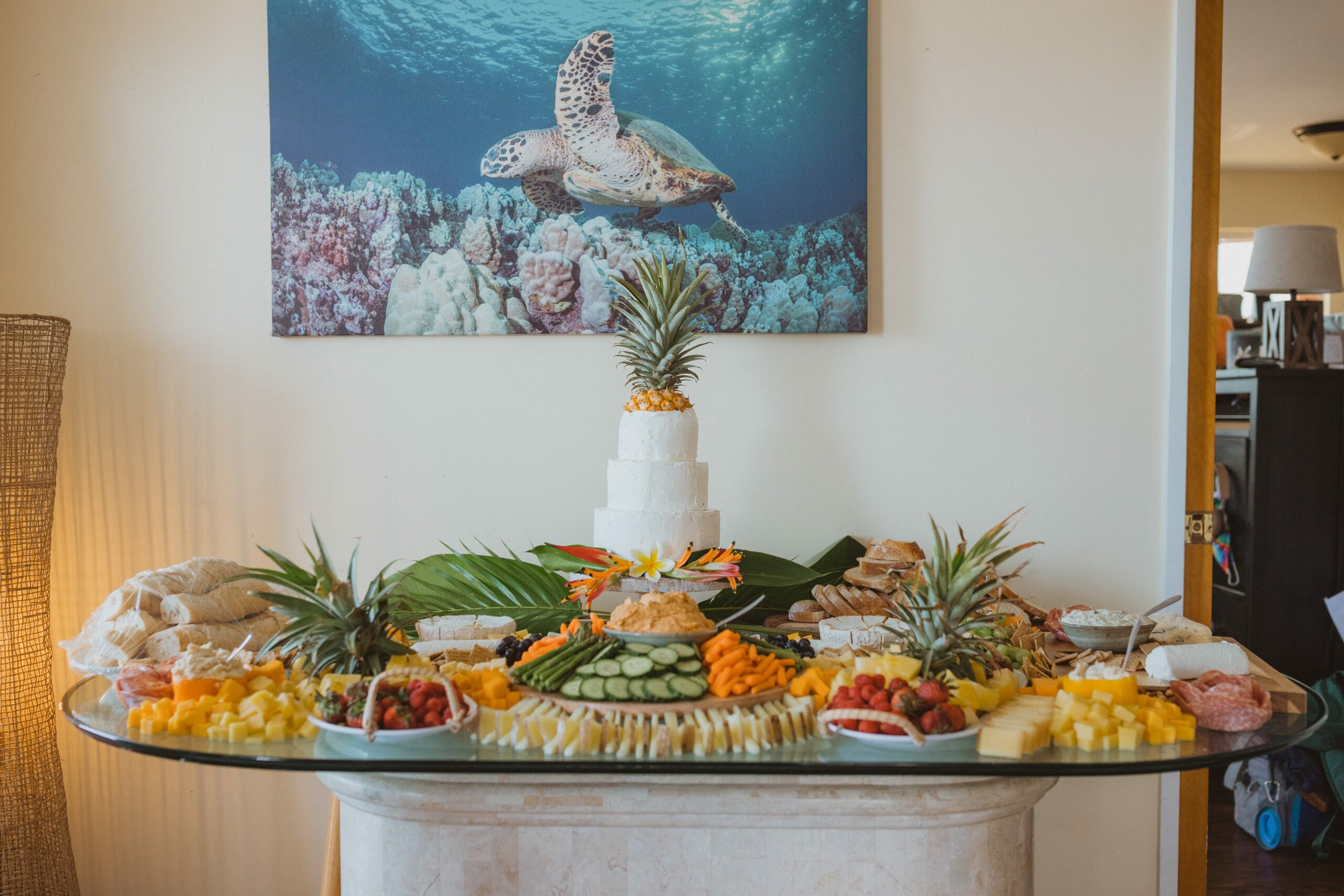 fruits and tropical wedding cake