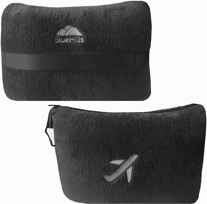 BlueHills Travel Blanket Pillow in Mini Soft Packable Case