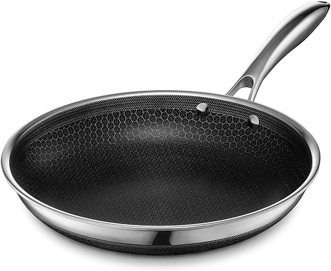 HexClad Hybrid Nonstick Frying Pan, 10-Inch, Stay-Cool Handle, Dishwasher and Oven-Safe, Induction Ready, Compatible with All Cooktops
