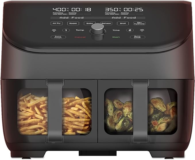 Instant Vortex Plus XL 8QT ClearCook Air Fryer, Clear Windows, Custom Programming, 8-in-1 Functions that Crisps, Broils, Roasts, Dehydrates, Bakes, Reheats, from the Makers of Instant Pot, Black
